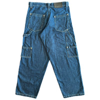 Double Knee Denim Contast threading - Blue (white thread)